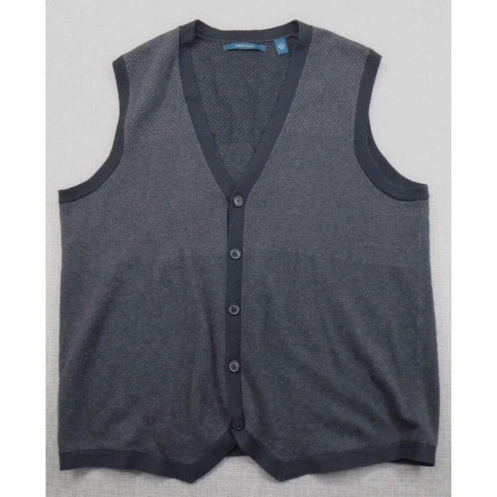 Perry Ellis Sweater Vest Men’s Size Large Tall Dark Grey 20% Wool